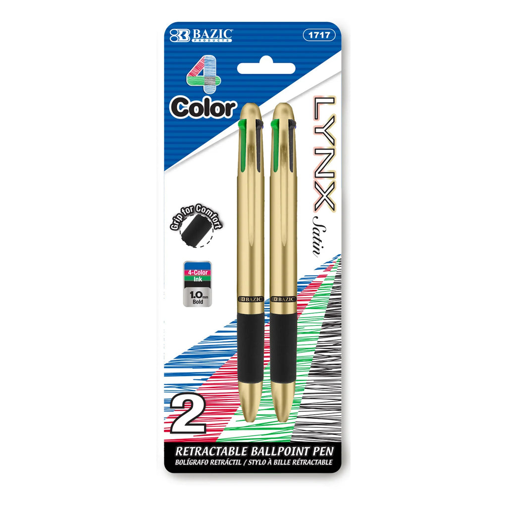 2ct 4 Color Pen Lynx Satin Top W/cushion Grip