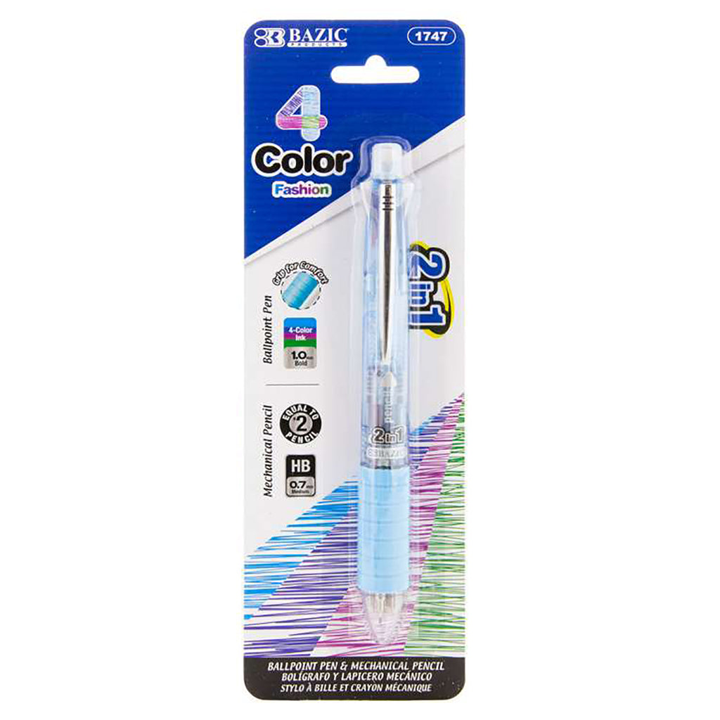 2-in-1 Mech Pencil & 4 Color Pen W/grip