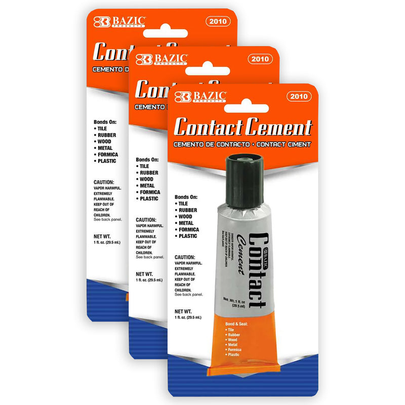 (3 Pk) Contact Cement Adhesive 1 Fl Oz