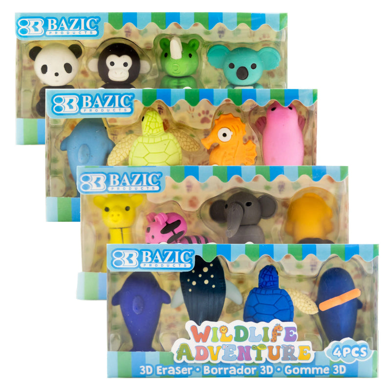 Wildlife 3d Eraser Sets 24 Packs