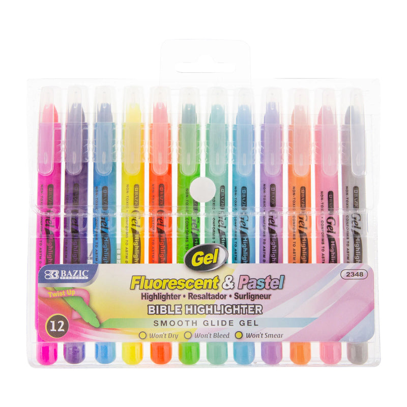 Gel Highlighter, 12 Per Pack, 3 Packs
