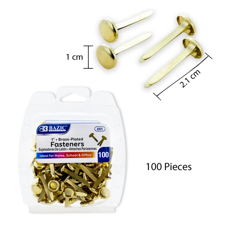 100ct 1in Brass-plated Fasteners