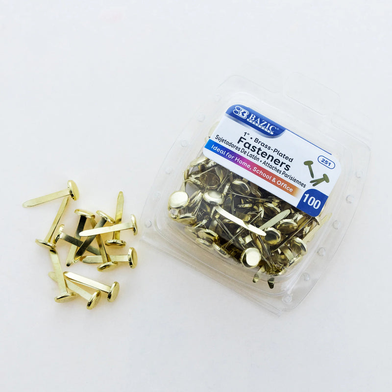 100ct 1in Brass-plated Fasteners