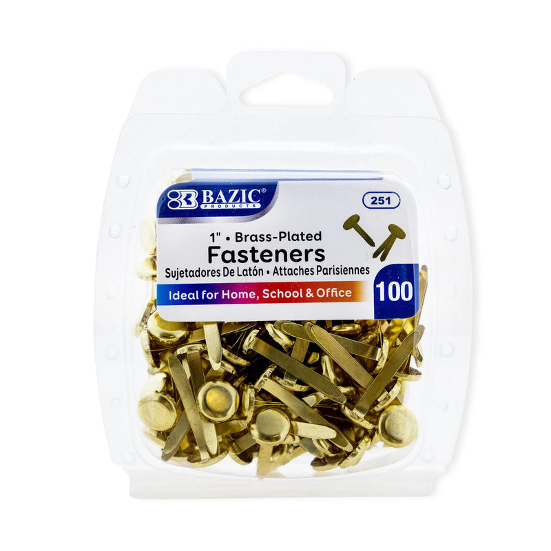 100ct 1in Brass-plated Fasteners