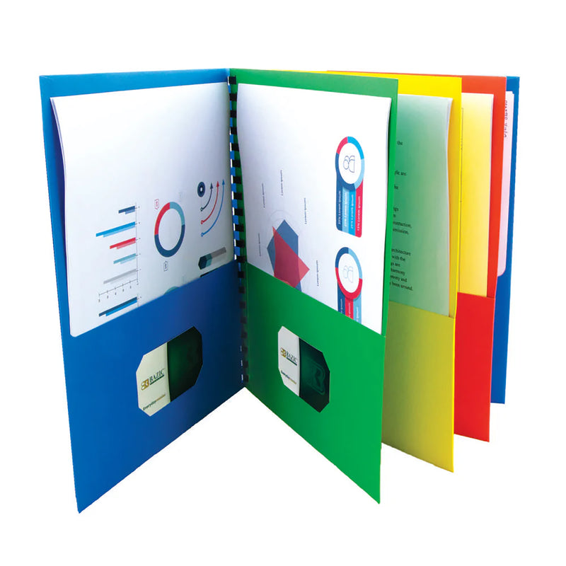 Bazic Asst Color 8-pocket Folder