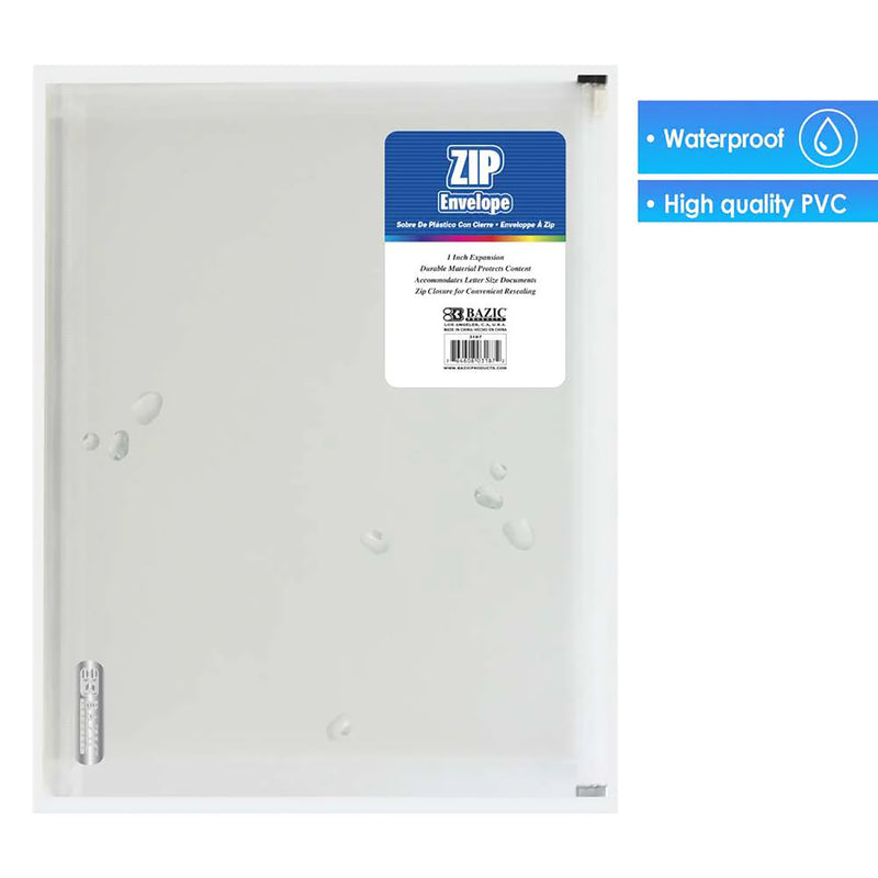 Clear Letter Size Zip Envelope, Pack of 12