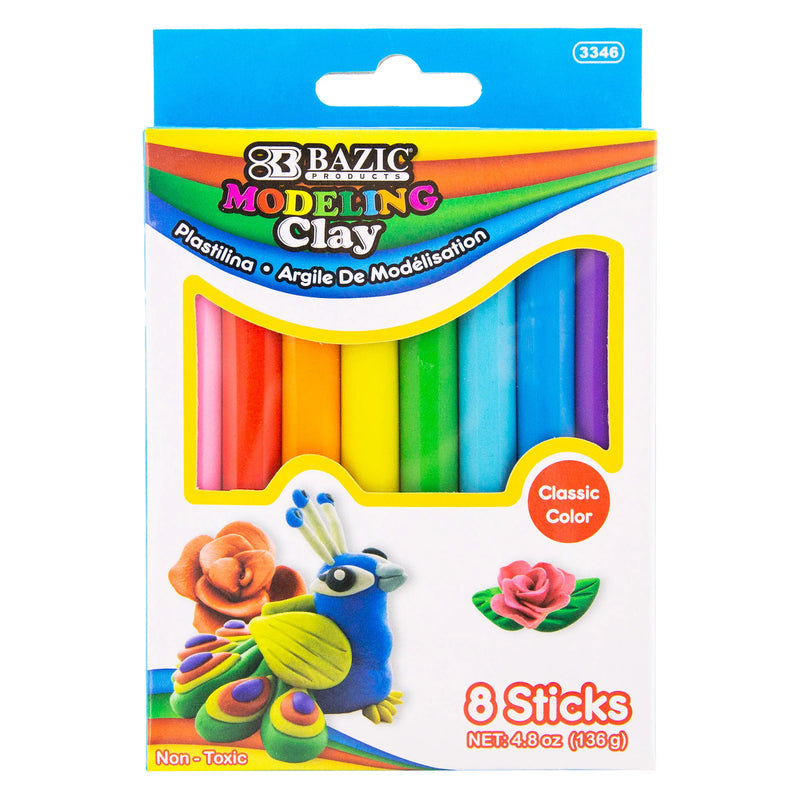 8 Primary Color Modeling Clay Stick 4.8 Oz 136g