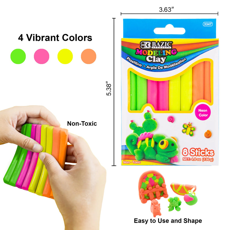 4 Fluor Colors Modeling Clay Sticks 4.8 Oz 136g