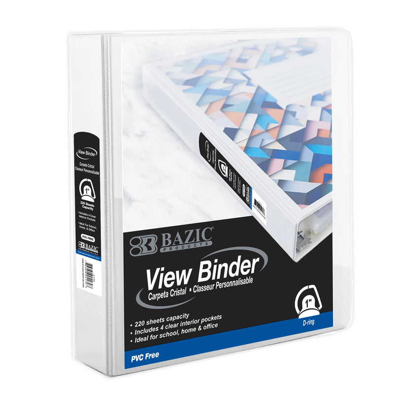 Slant-d Ring View Binder 1in White W/4 Pockets