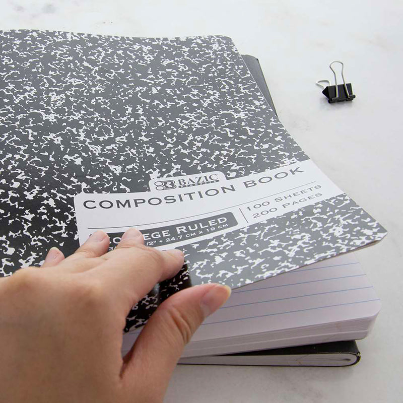 Composition Book College Ruled Black Marble