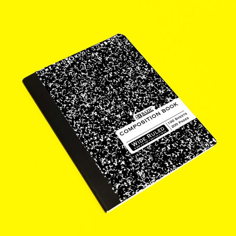 Wide Ruled Composition Book Black Marble
