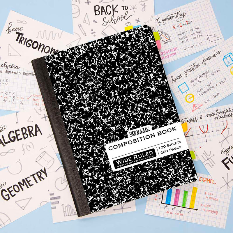 Wide Ruled Composition Book Black Marble