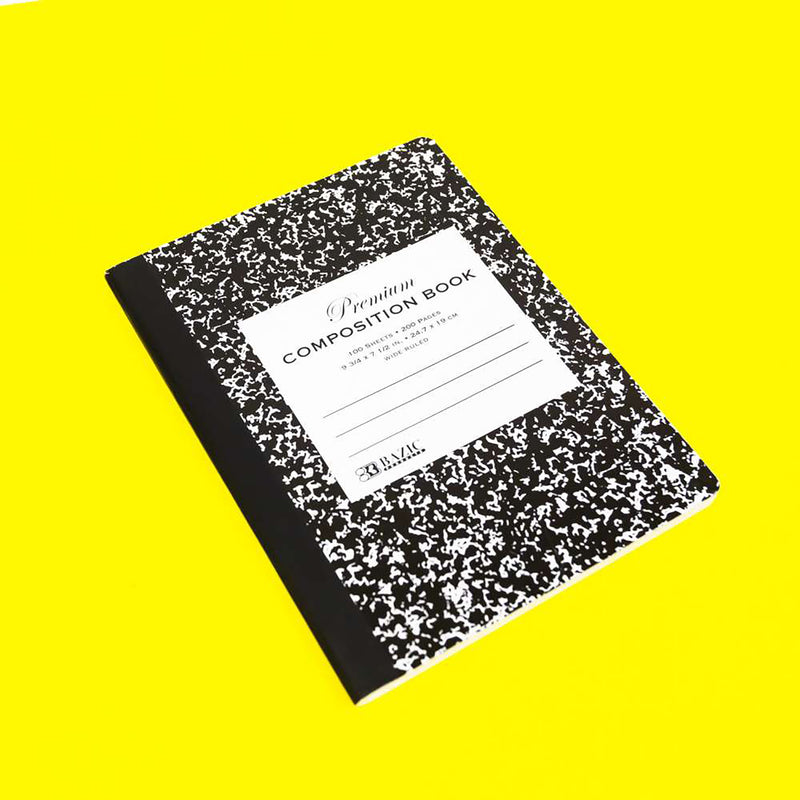 Premium Wide Ruled Composition Book Black Marble