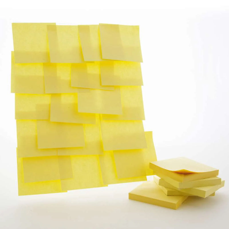 Stick On Notes, 3" x 3", Yellow, 100 Sheets, 12 Per Pack, 3 Packs