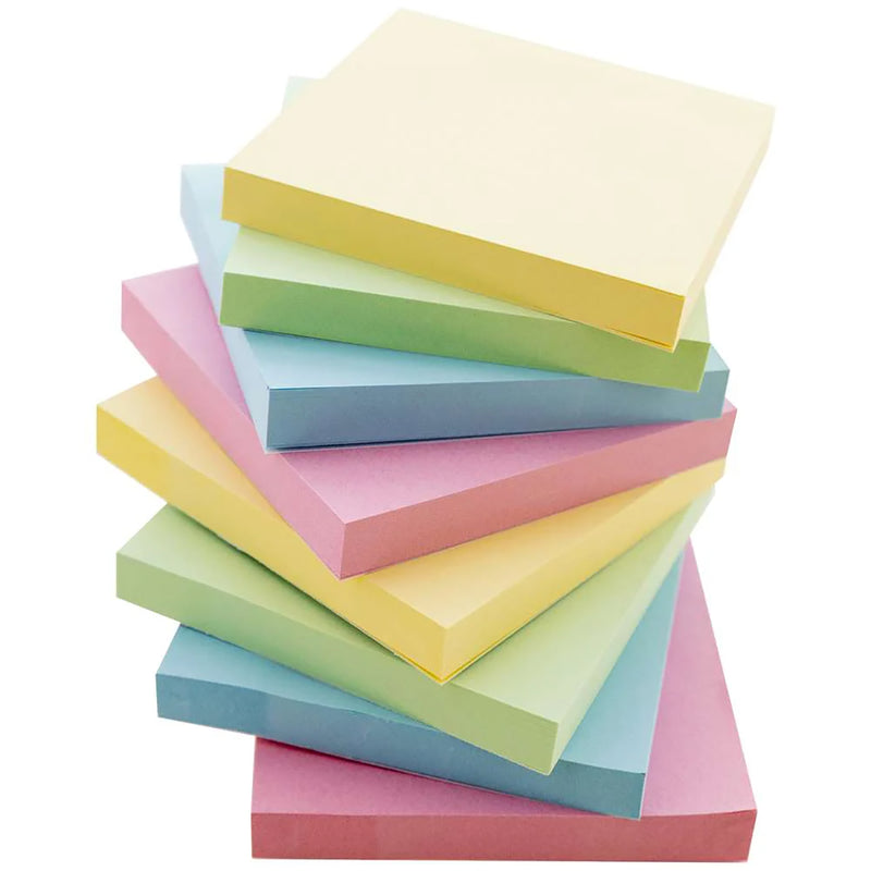 Stick On Notes, 3" x 3", Assorted, 100 Sheets, 12 Per Pack, 3 Packs