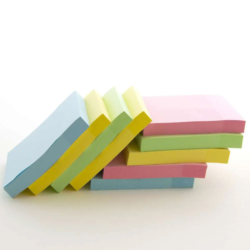 Stick On Notes, 3" x 3", Assorted, 100 Sheets, 12 Per Pack, 3 Packs