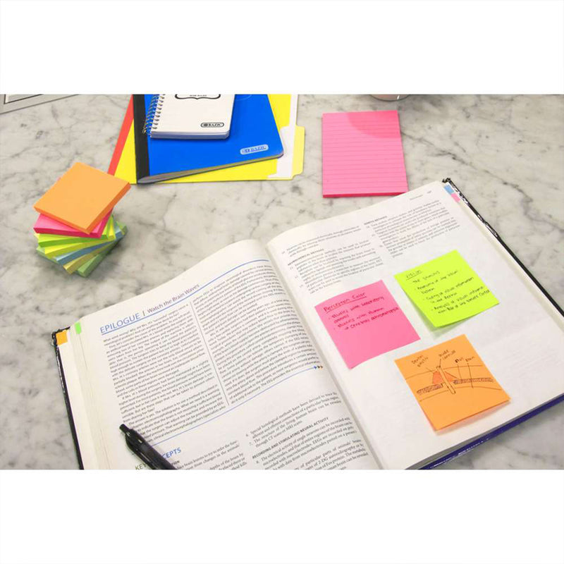 3x3in Neon Asst Stick On Notes 12ct 100 Sheets/pad