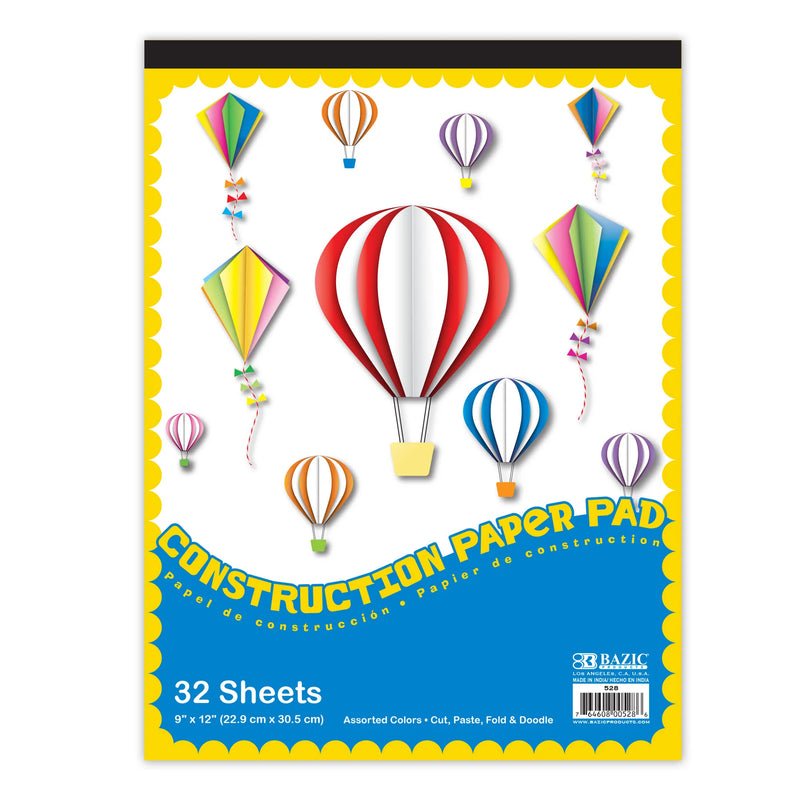 Construction Paper Pad 32 Sheets 9 X 12in