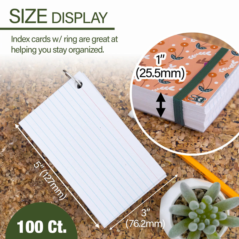 Fashion Poly Cover 3x5 Index Card White Ruled W/ring 100ct