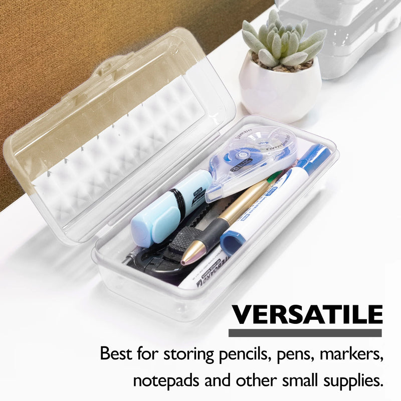 LUCENT Pencil Case Organizer Box, 8", Clear, Pack of 12