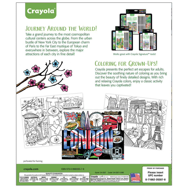City Escapes Adult Coloring Book, City Coloring Pages, 40 Pages, Pack of 2