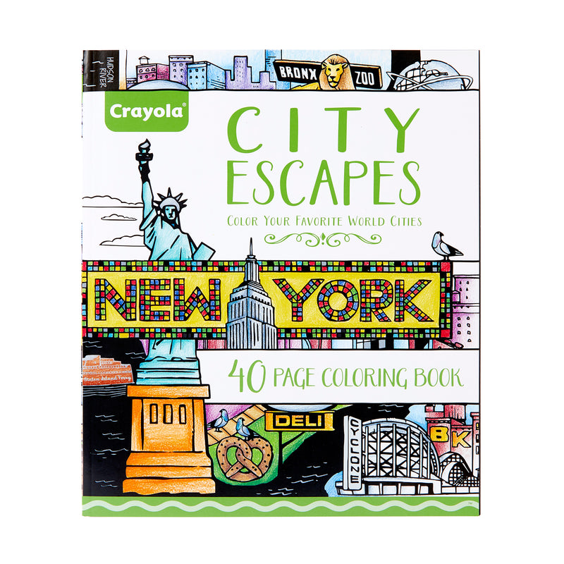 City Escapes Adult Coloring Book, City Coloring Pages, 40 Pages, Pack of 2