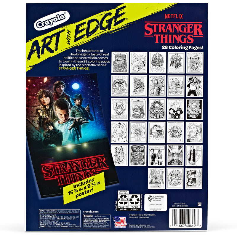 Art With Edge Stranger Things Coloring Book W/poster