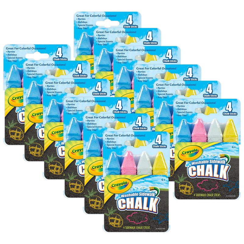 (12 Pk) Crayola 4ct Sidewalk Chalk