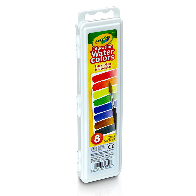 Paint Set 8 Semi Moist Oval Pans 1 Taklon Brush