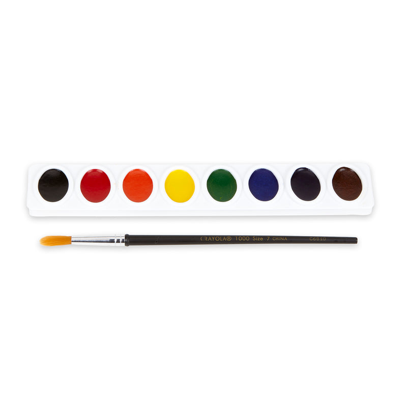 Paint Set 8 Semi Moist Oval Pans 1 Taklon Brush