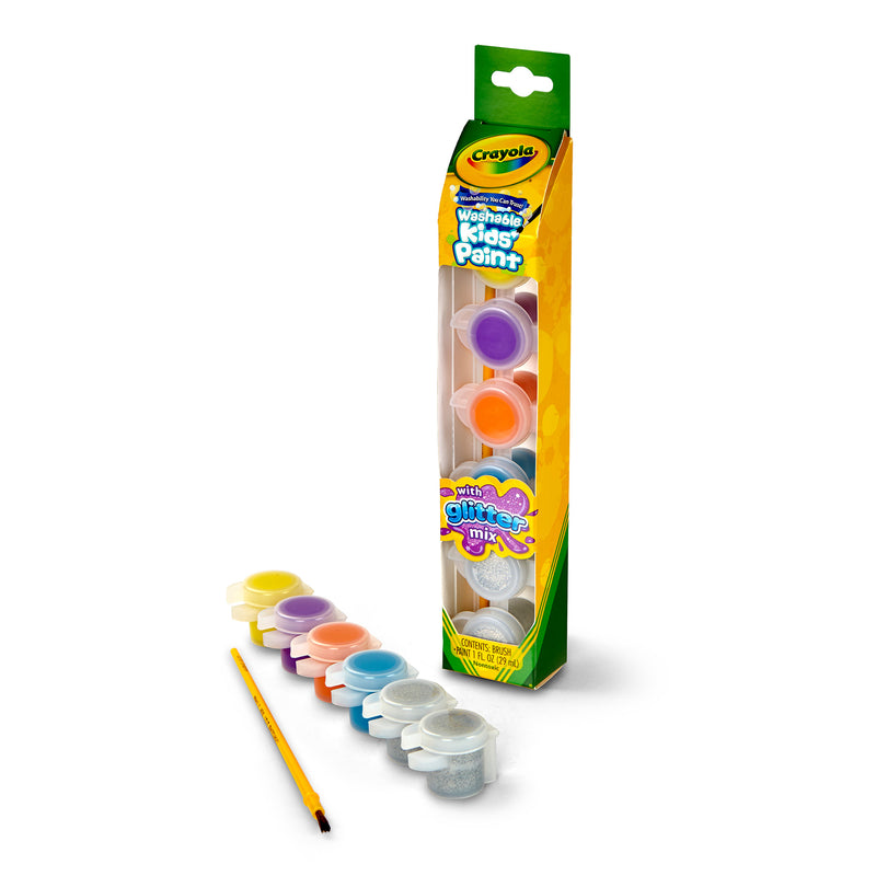 6ct Glitter Washable Kids Paint Pot