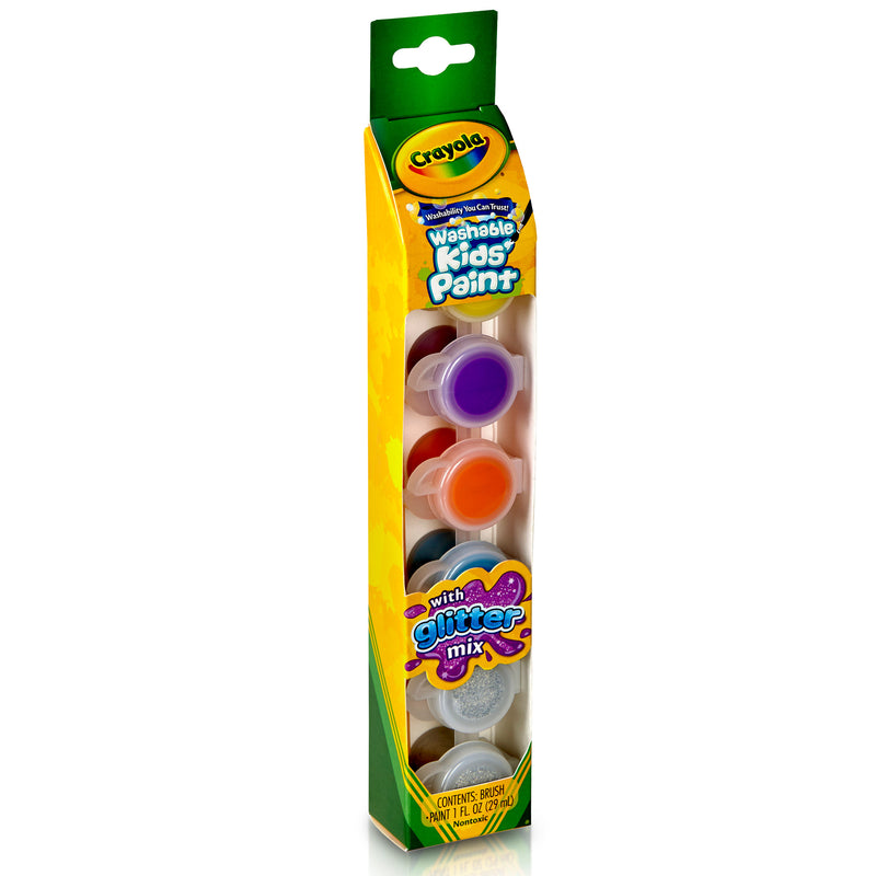 6ct Glitter Washable Kids Paint Pot