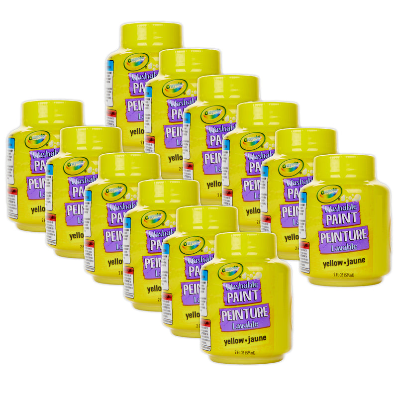 Washable Paint, 2oz, Yellow, Pack of 12