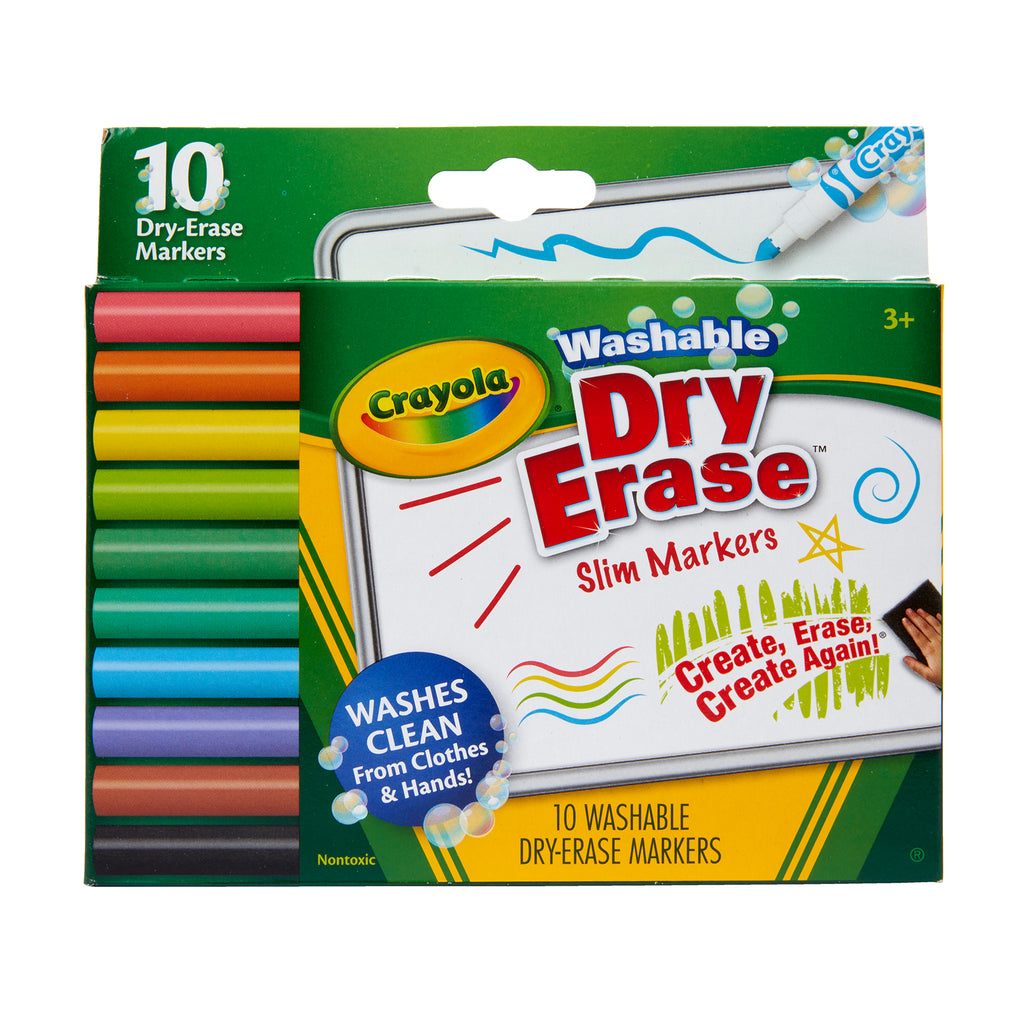 10ct Slim Dry Erase Markers Washable