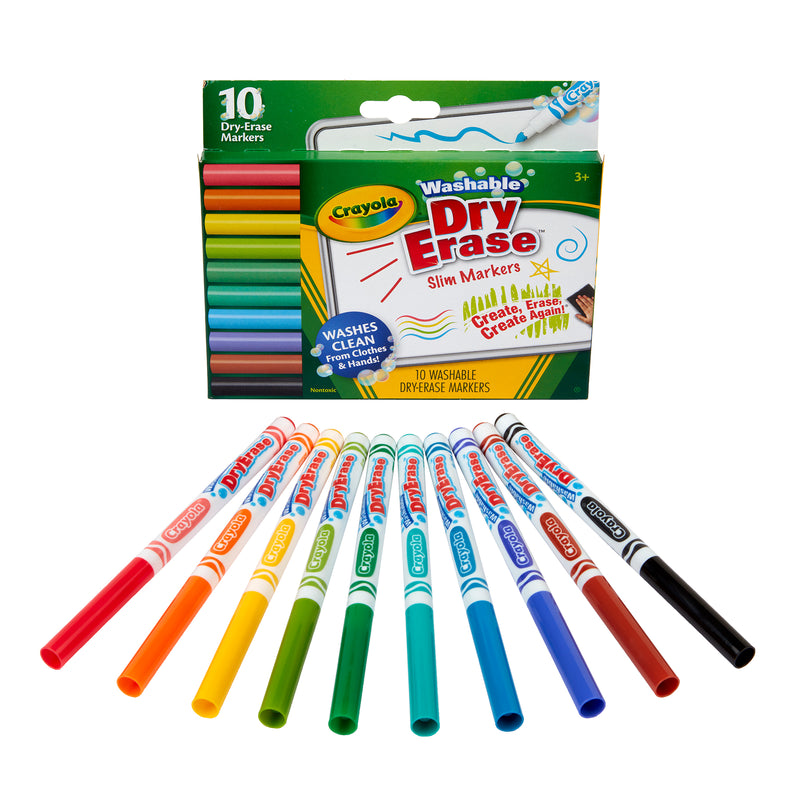10ct Slim Dry Erase Markers Washable