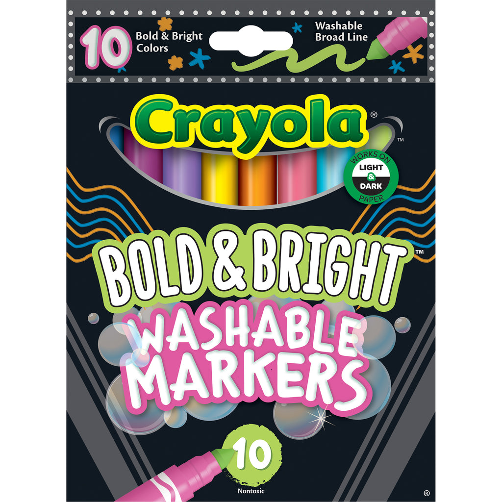 10ct Broad Markers Bold And Bright Washable