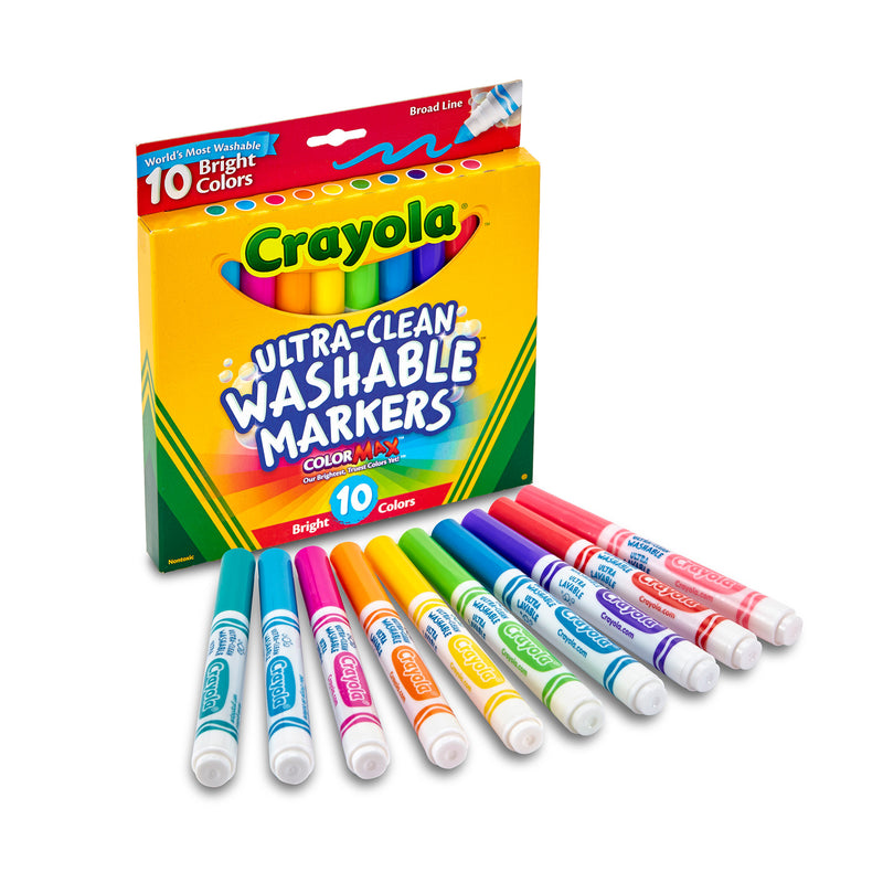 10ct Washable Broad Line Markers Ultraclean Bright Color Max