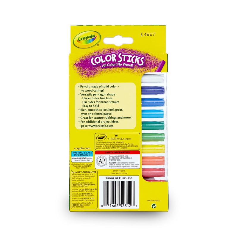 Color Sticks 12 Count All Color No Wood
