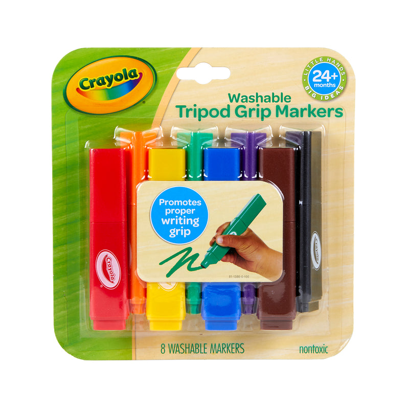 (3 Pk) Tripod Grip Markers Wash 8ct