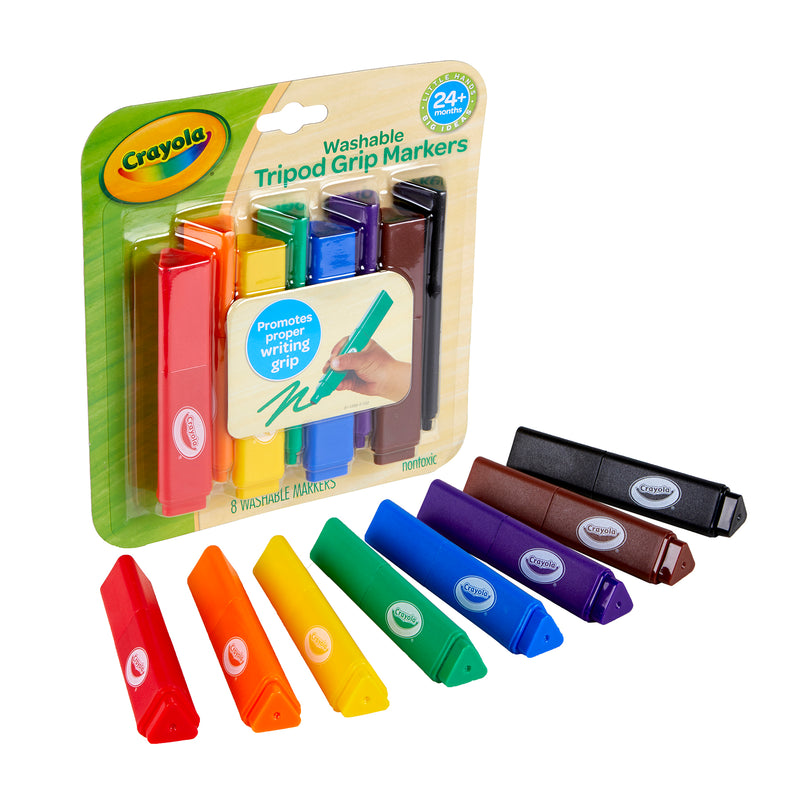 (3 Pk) Tripod Grip Markers Wash 8ct