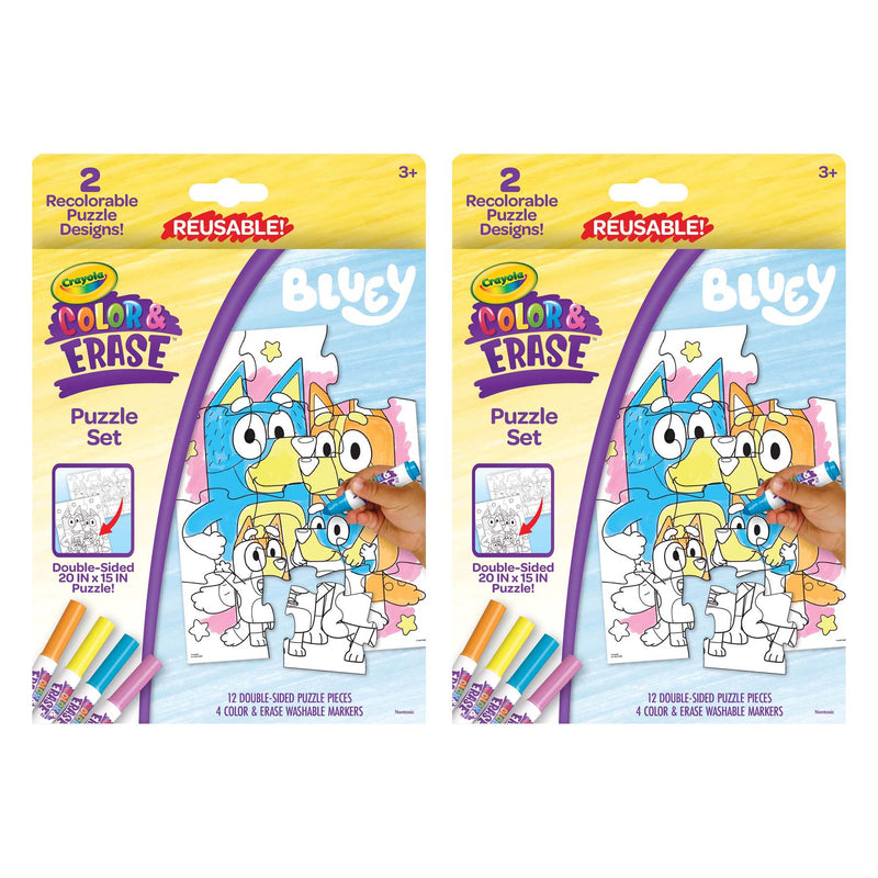 Color & Erase Reusable Puzzle Set, Bluey, Pack of 2