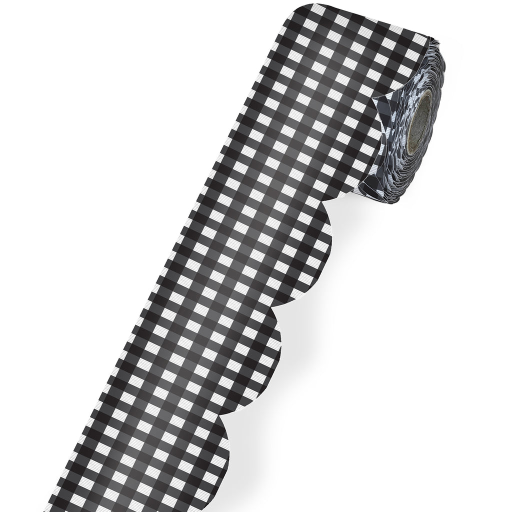 Blk Gingham Rolled Scallop Border