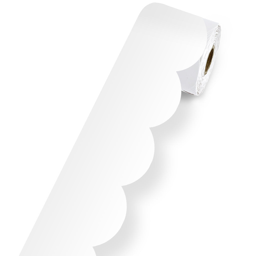 White Rolled Scalloped Borders