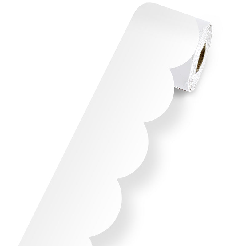 White Rolled Scalloped Borders