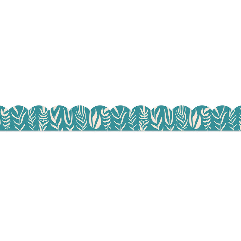 Teal With Leaves Scalloped Border True To You