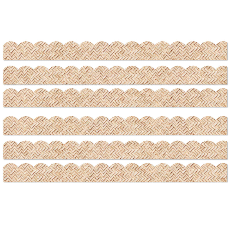 True to You Woven Bamboo Scalloped Bulletin Board Borders, 39 Feet Per Pack, 6 Packs