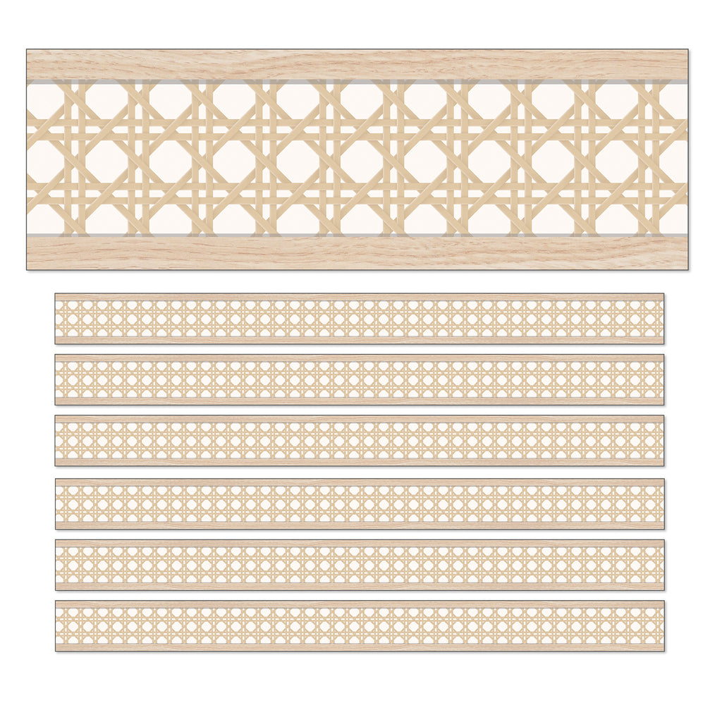 True to You Woven Cane Straight Bulletin Board Borders, 36 Feet Per Pack, 6 Packs