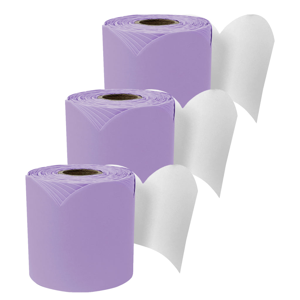 Rolled Scalloped Bulletin Board Border, Lilac, 65 Feet, Pack of 3