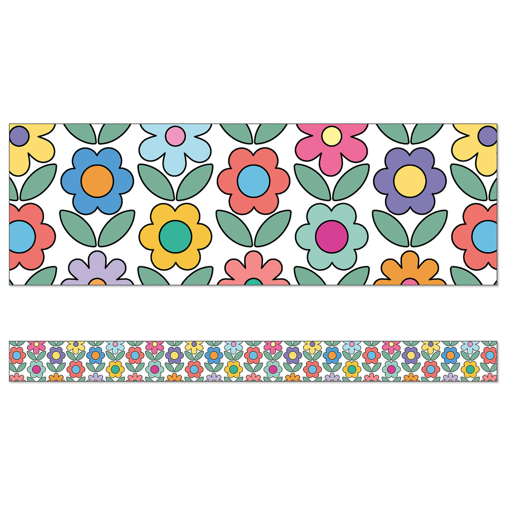 Flowers Straight Borders Happily Ever Elementary Retro Remx