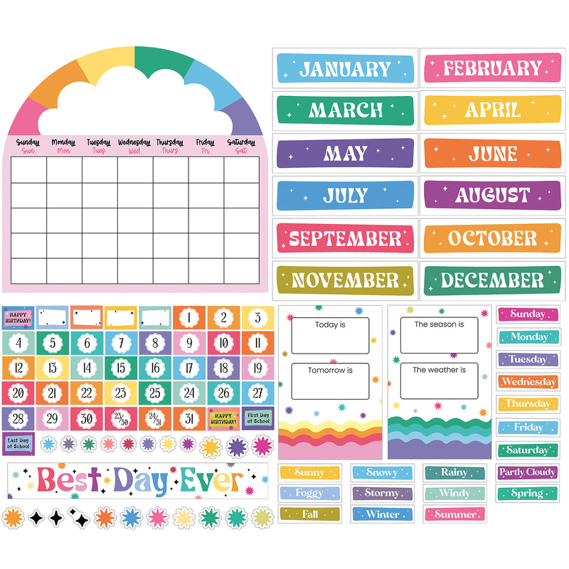 Calendar Bulletin Board Set Happily Ever Elementary Retro Remx